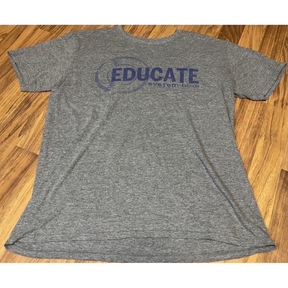 DCI System Blue Educate Tee Gray Drummer Large Blue Devils Drum and Bugle Corps